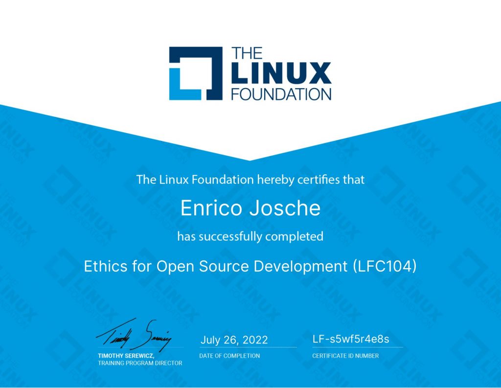 Ethics for Open Source Development Certificate