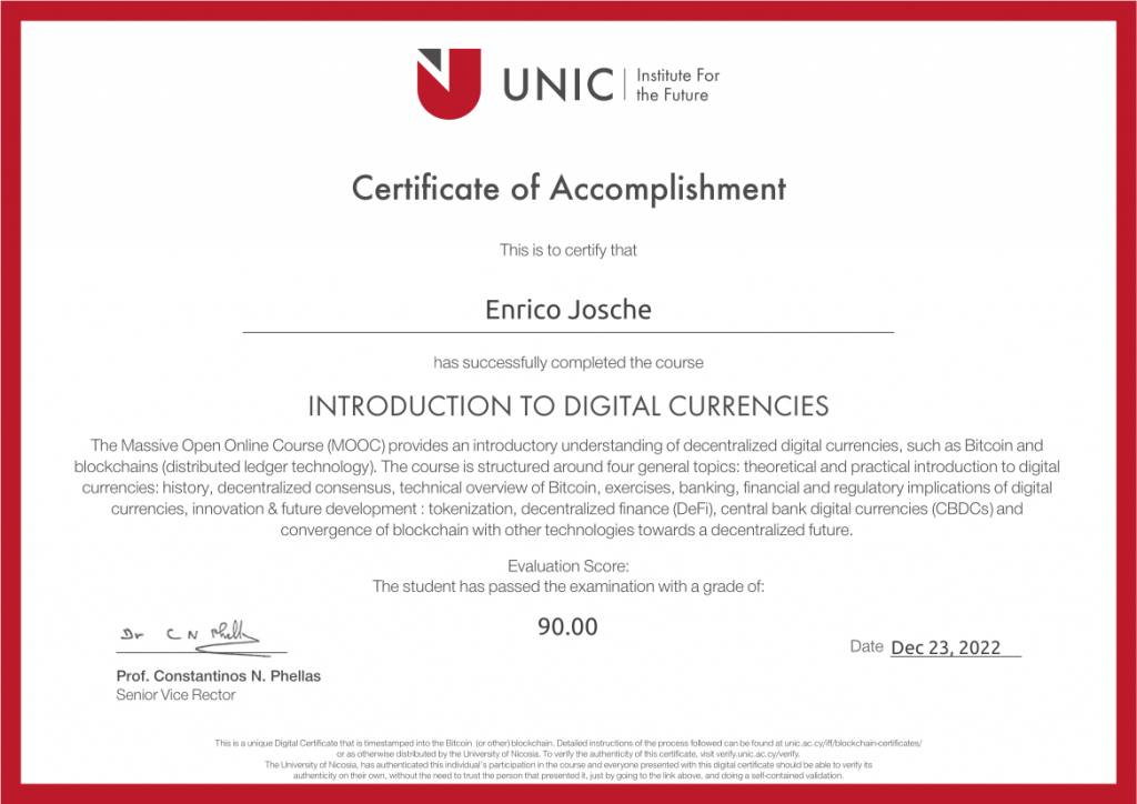 UNIC Certificate January 2023